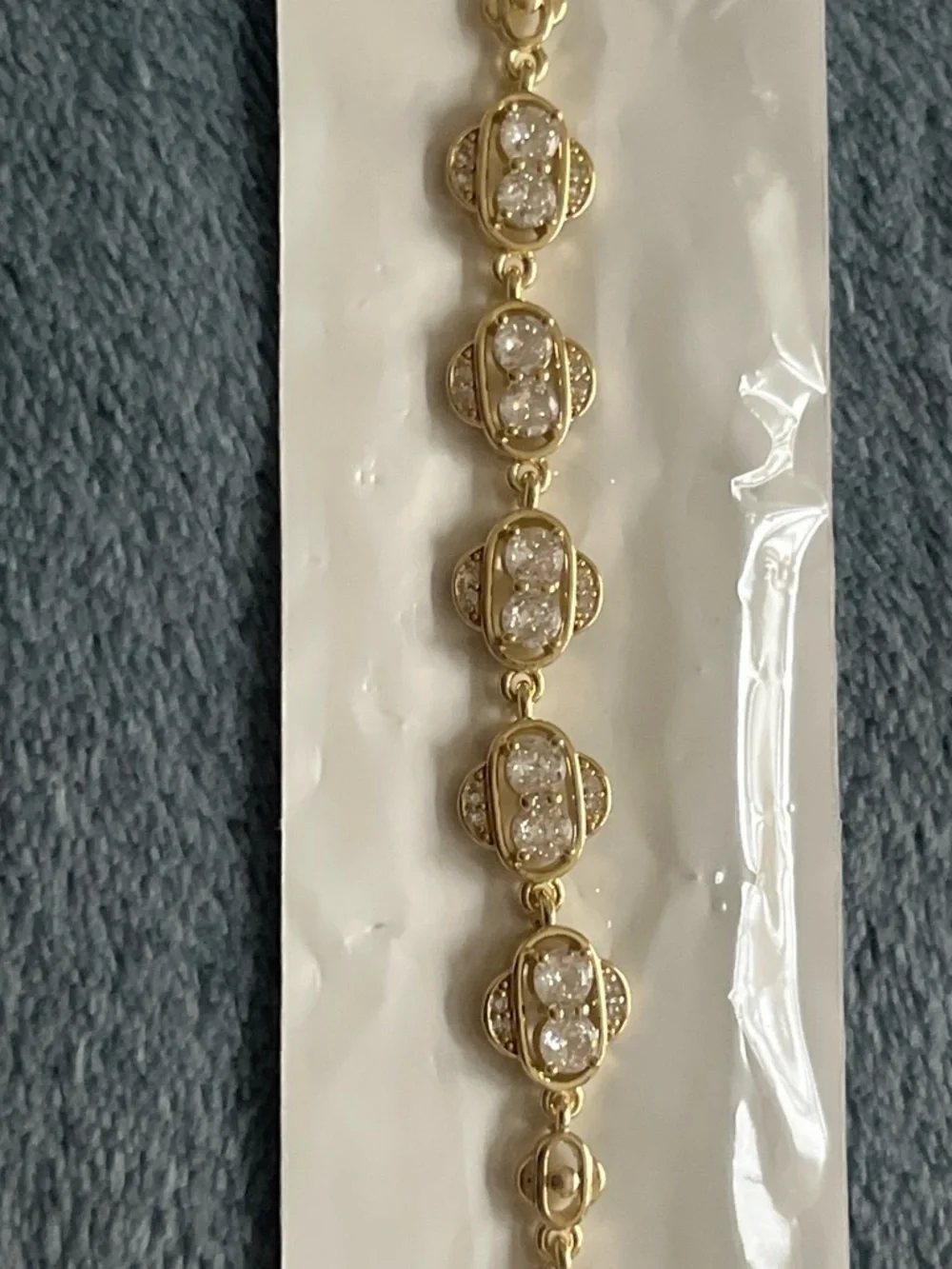 Luxury Jewelry Gold-Tone Crystal Accent Bracelet (clip on, 7 1/4 inch)